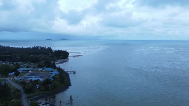 Пляж Сематан Побережье Самой Южной Части Острова Саравак Борнео — стоковое видео