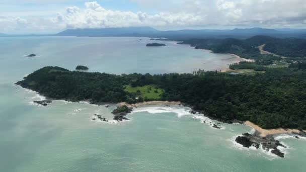 Die Telok Teluk Melano Küste Und Strand Südlichsten Zipfel Des — Stockvideo