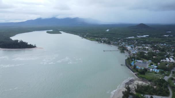 Telok Teluk Melano Kustlinjen Och Stranden Den Sydligaste Spetsen Tanjung — Stockvideo