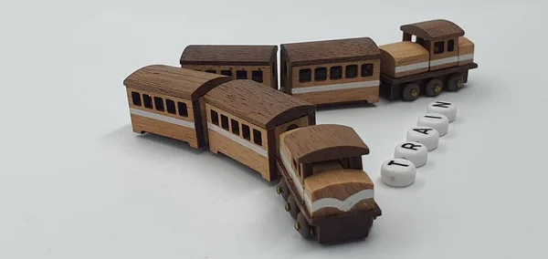 Close Creative Shots Small Wooden Models Handcrafted Wood Also Known — Stock Photo, Image