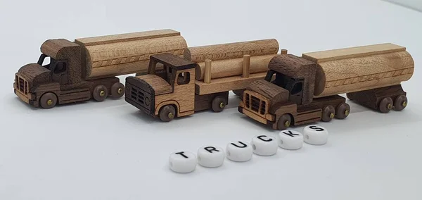 Close Creative Shots Small Wooden Models Handcrafted Wood Also Known — Stock Photo, Image