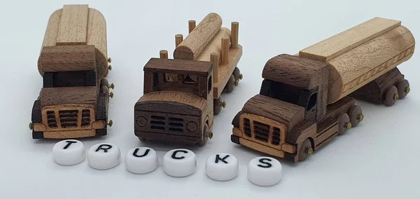 Close Creative Shots Small Wooden Models Handcrafted Wood Also Known — Stock Photo, Image