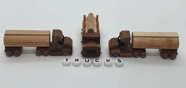 Close Creative Shots Small Wooden Models Handcrafted Wood Also Known — Stock Photo, Image