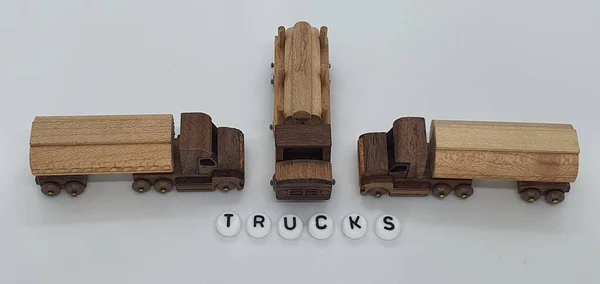 Close Creative Shots Small Wooden Models Handcrafted Wood Also Known — Stock Photo, Image