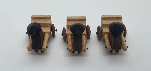 Primeros Planos Creativos Pequeños Modelos Madera Hechos Mano Madera También —  Fotos de Stock