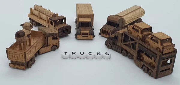 Close Creative Shots Small Wooden Models Handcrafted Wood Also Known — Stock Photo, Image