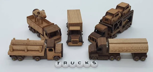 Zamknij Kreatywne Ujęcia Małych Drewnianych Modeli Ręcznie Wykonanych Drewna Znanych — Zdjęcie stockowe