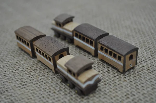 Close Creative Shots Small Wooden Models Handcrafted Wood Also Known — Stock Photo, Image