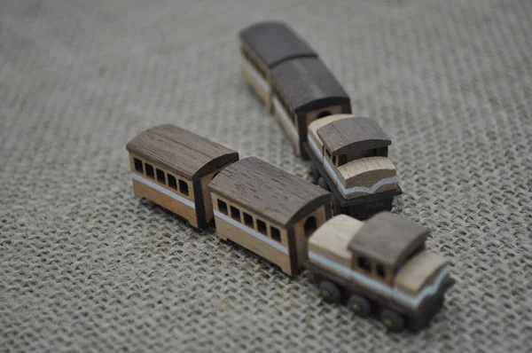 Close Creative Shots Small Wooden Models Handcrafted Wood Also Known — Stock Photo, Image