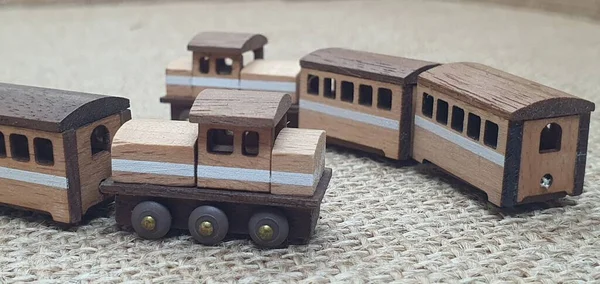 Close Creative Shots Small Wooden Models Handcrafted Wood Also Known — Stock Photo, Image