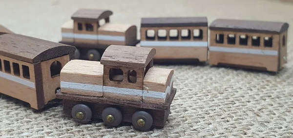 Close Creative Shots Small Wooden Models Handcrafted Wood Also Known — Stock Photo, Image