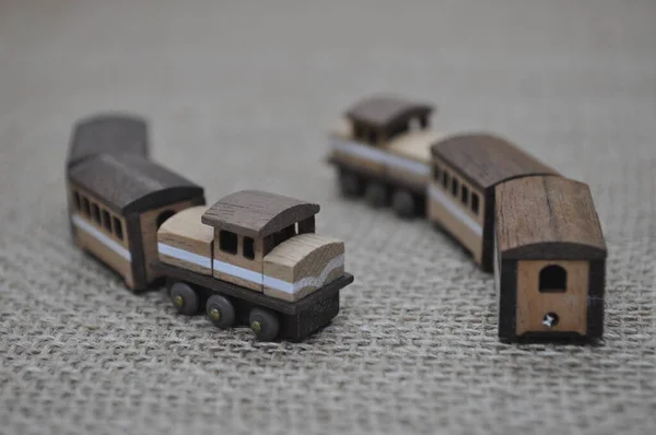 Close Creative Shots Small Wooden Models Handcrafted Wood Also Known — Stock Photo, Image