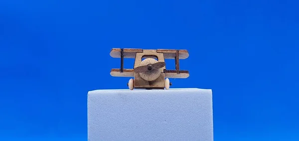 Close Creative Shots Small Wooden Plane Models Handcrafted Wood 3Cm — Stock Photo, Image