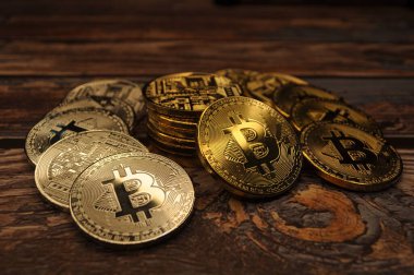 Altın ve gümüşün makro görüntüsü Bitcoin sembollü parlak paralar