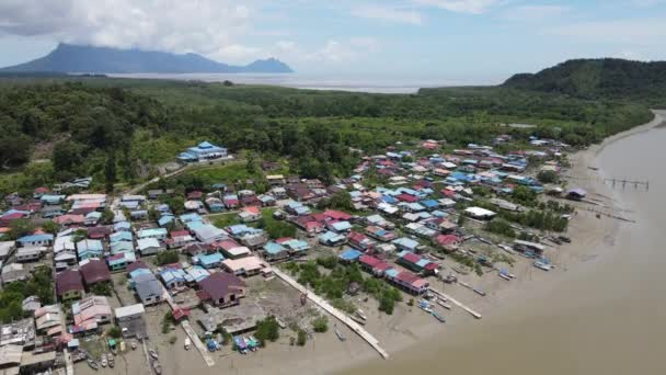 Vue Haut Vers Bas Groupe Navires Pêche Bateaux Dans Village — Video