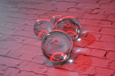 Parlak ışıklandırma ve lüks arka planı olan kristal cam küre.