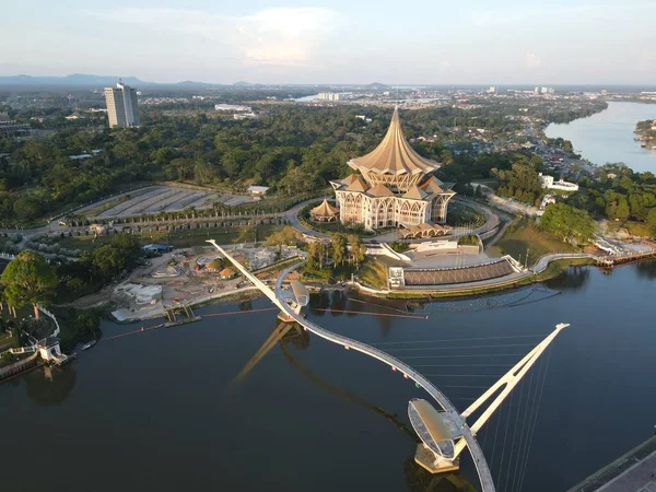 马来西亚沙捞越古晋 2021年4月26日 市区地标建筑及旅游景点 — 图库照片