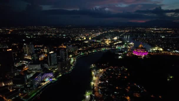 Kuching Sarawak Malaezia Martie 2020 Clădirile Reper Zonele Atracție Turistică — Videoclip de stoc