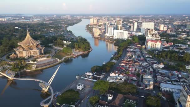 Kuching Sarawak Malasia Marzo 2020 Los Edificios Emblemáticos Las Áreas — Vídeos de Stock