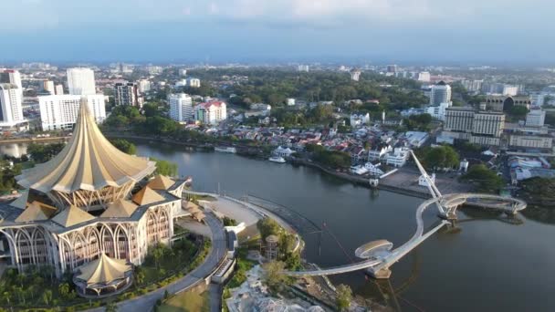 Kuching Sarawak Malaysia März 2020 Die Denkmalgeschützten Gebäude Und Sehenswürdigkeiten — Stockvideo