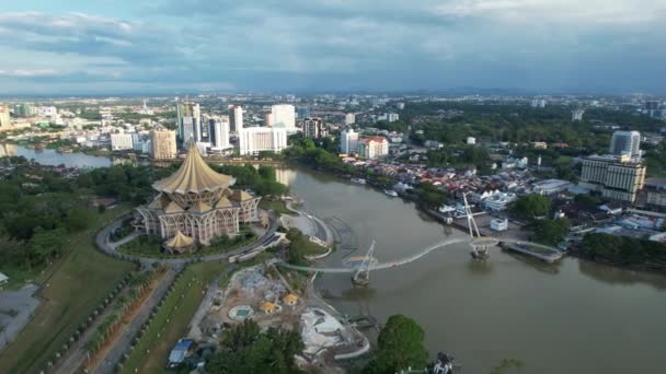 Kuching Sarawak Malásia Maio 2021 Edifícios Marcos Paisagens Cidade Kuching — Vídeo de Stock