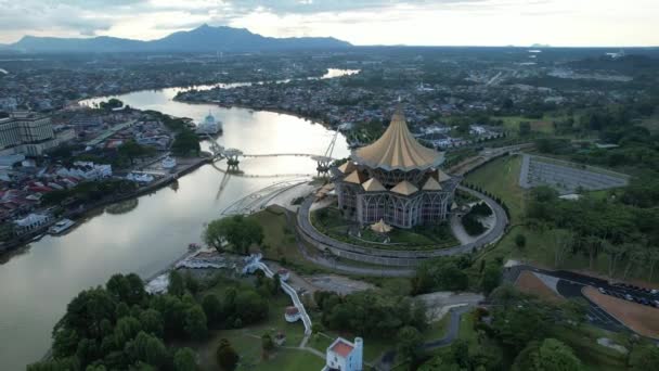 Kuching Sarawak Maleisië Mei 2021 Gebouwen Bezienswaardigheden Het Landschap Van — Stockvideo