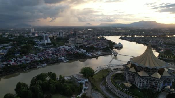 Kuching Sarawak Malásia Maio 2021 Edifícios Marcos Paisagens Cidade Kuching — Vídeo de Stock
