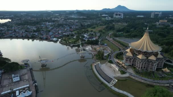 Kuching Sarawak Malaysia May 2021 Buildings Landmarks Scenery Kuching City — Stock Video