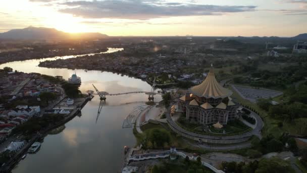 Kuching Sarawak Malesia Maggio 2021 Gli Edifici Punti Riferimento Scenario — Video Stock