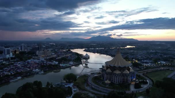 Kuching Sarawak Malásia Maio 2021 Edifícios Marcos Paisagens Cidade Kuching — Vídeo de Stock