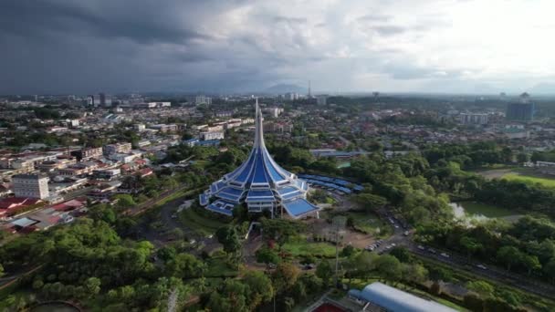 Kuching Sarawak Malezya Mayıs 2021 Kuching Şehrinin Binaları Simgeleri Manzarası — Stok video