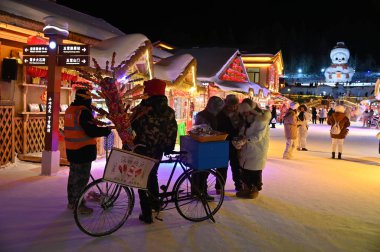 Harbin, Çin 30 Aralık 2025: Uluslararası Harbin Buz ve Kar Festivali