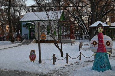 Harbin, Çin 29 Aralık 2025: Harbin sokakları kış boyunca