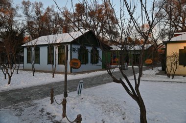 Harbin, Çin 29 Aralık 2025: Harbin sokakları kış boyunca