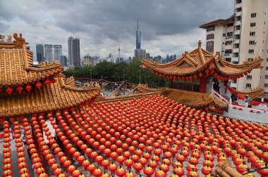 Kuala Lumpur, Malezya 15 Şubat 2026: Thean Hou Tapınağı, Petaling Caddesi ve Deniz Ürünleri Büfesi