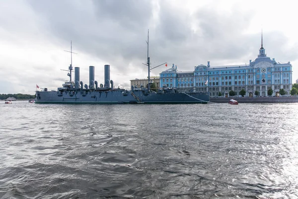 Cruiser Aurora Petersburg Legendary Warship Moored Petrogradskaya Embankment Northern Capital Stock Photo