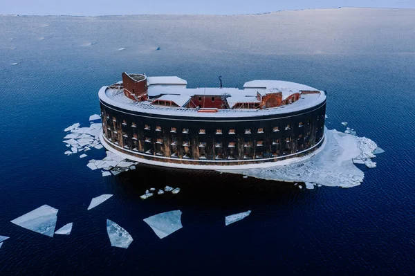 Aerial View Fort Alexander First Kronstadt Winter Defensive Structures Gulf — Stock Photo, Image