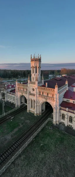 Panoramic Aerial View New Peterhof Railway Station Pseudo Gothic Style — Photo