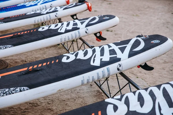 Sup Surf Accessoires Station Voor Actieve Recreatie Watersport Opblaasbare Planken — Stockfoto