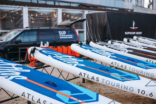 Sup Surf Accessoires Station Voor Actieve Recreatie Watersport Opblaasbare Planken — Stockfoto