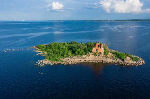 Uitzicht Vanaf Hoogte Van Het Fort Keizer Paul Kronstadt Golf — Stockfoto