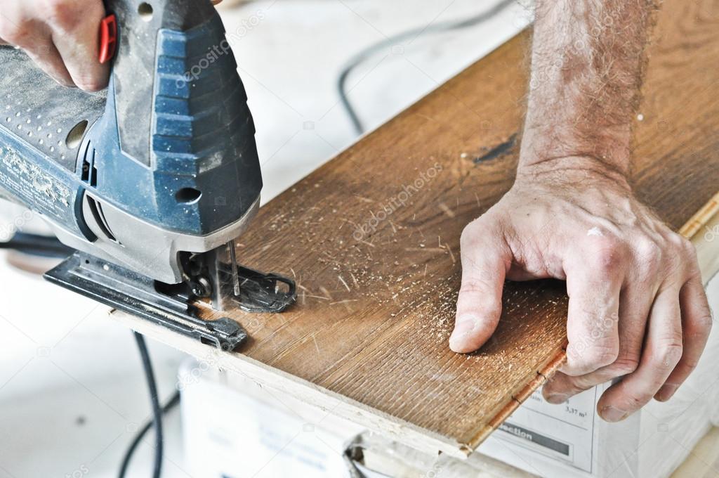Cutting wooden floor
