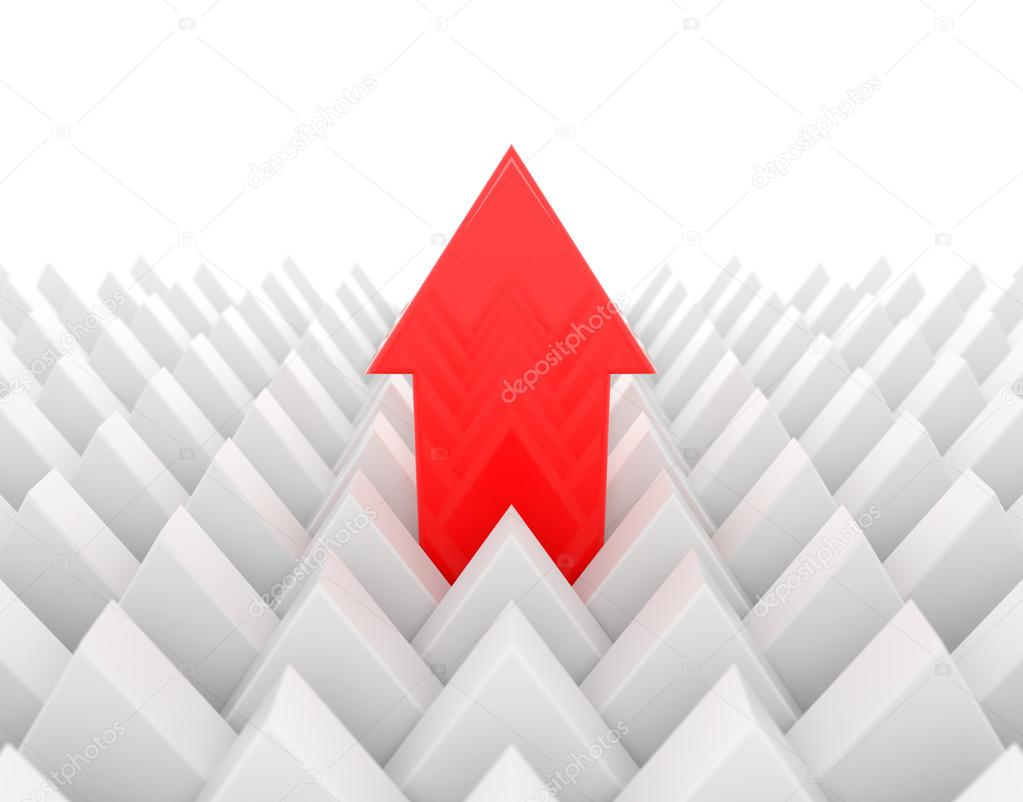 3D arrow moving in front of other arrows