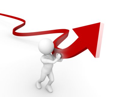 Beyaz insan kırmızı bir ok kaldırma