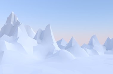 Soyut lowpoly dağ manzarası