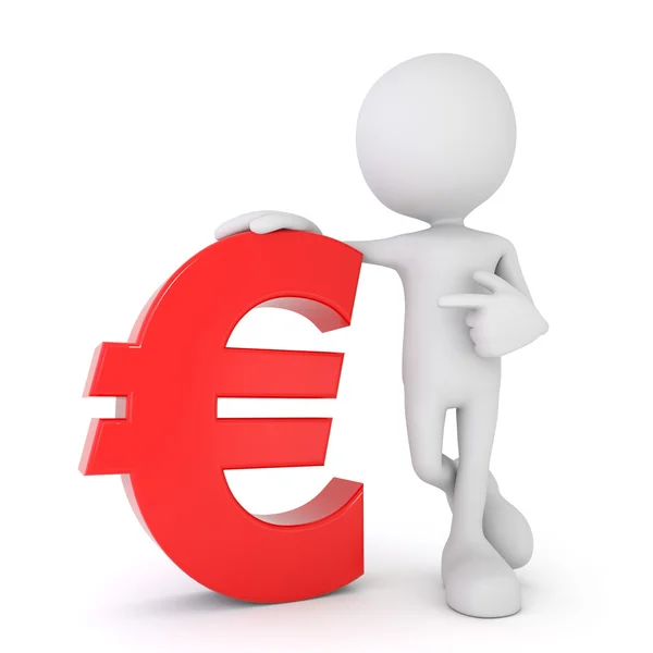 3D insan - kırmızı euro simgesi Beyaz