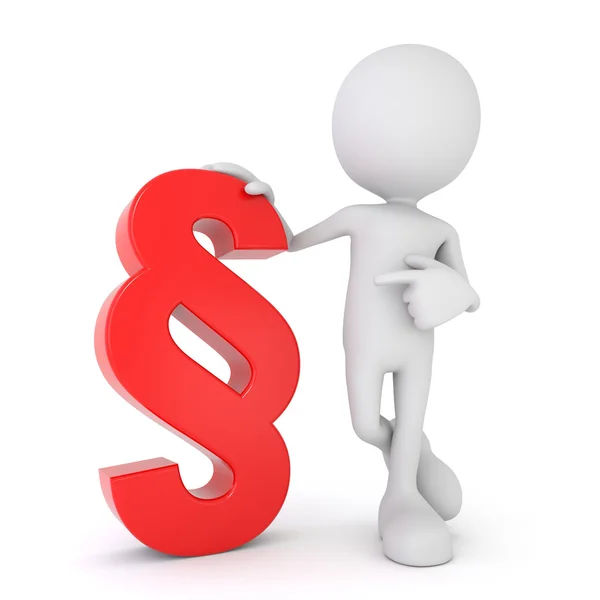 Beyaz 3d insan - kırmızı paragraf simgesi