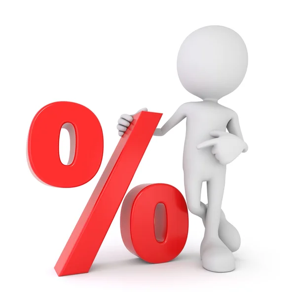 3D insan - kırmızı yüzde sembolü beyaz