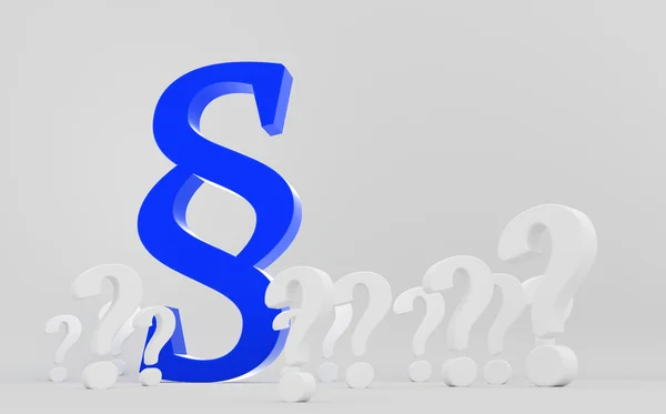 Blue paragraph symbol between question marks — Stock Photo, Image