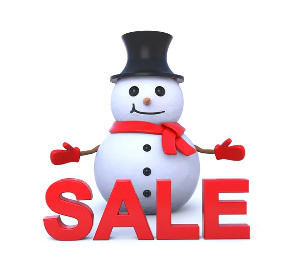 Small 3d snowman presents sale — Stock Photo, Image